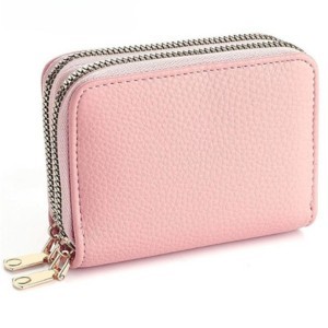 Women's Double Zipper Wallet Fashion Short Credit Card Holder with Large Capacity Coin Purse